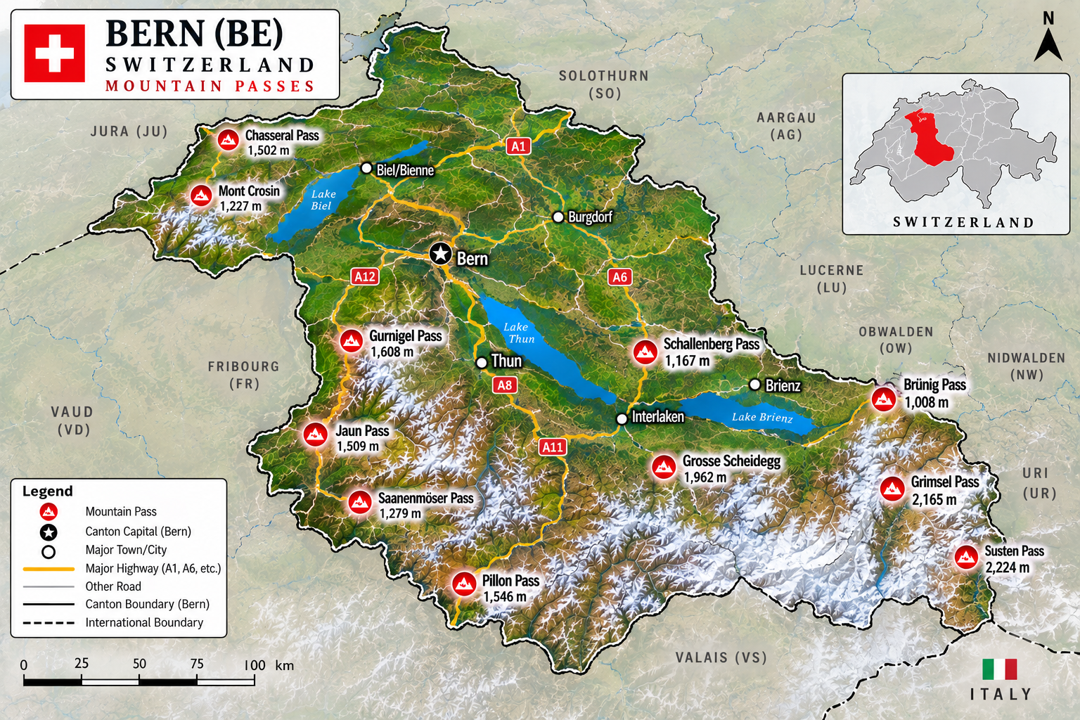 Bern & Bernese Oberland Map